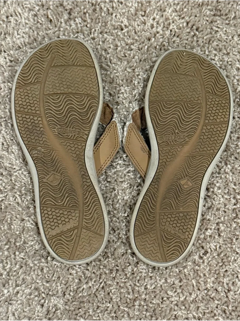 Sperry Kids Brown and Cream Braided-Trim Flip Flops